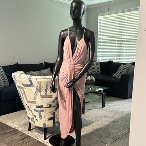 Fashion Nova Blush Backless Dress